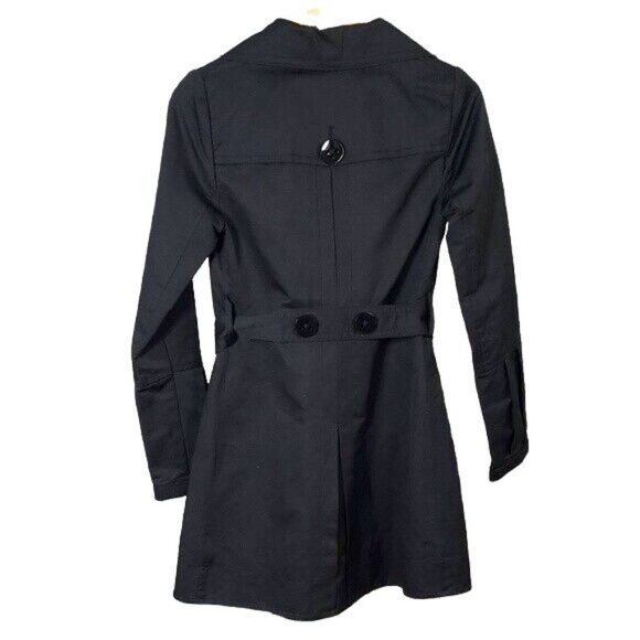 Söia & Kyo Short Trench Coat Black XS DoubleBreast Convertible Collar Lined - Picture 8 of 12